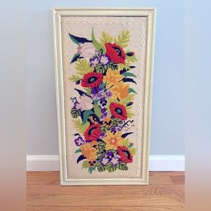 Vintage Framed Floral Needlepoint